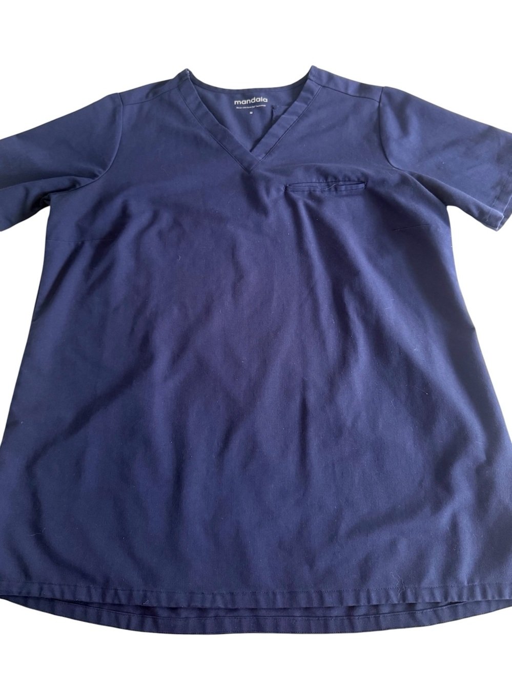 Mandala Women's V-Neck Scrub Top in Navy